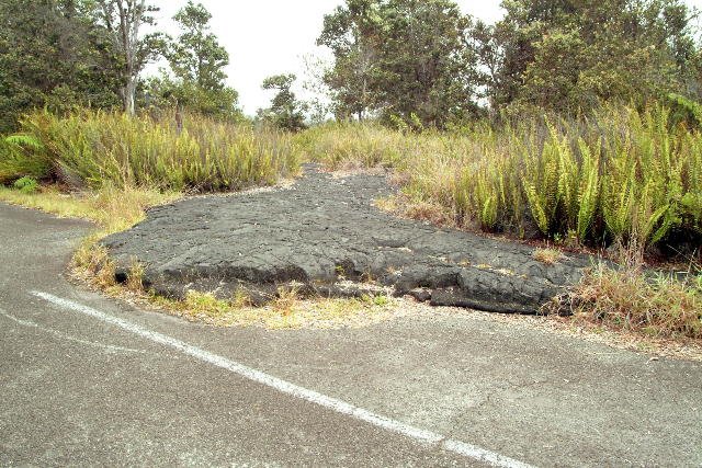 Lava flow on the road